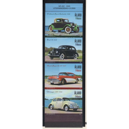 Aland Finland Sc 233 2005 Automobiles stamp set mint NH