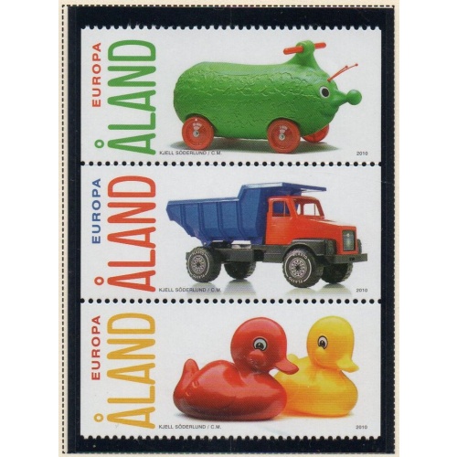 Aland Finland Sc 303 2010 Plastic Toys stamp strip of 3 mint NH