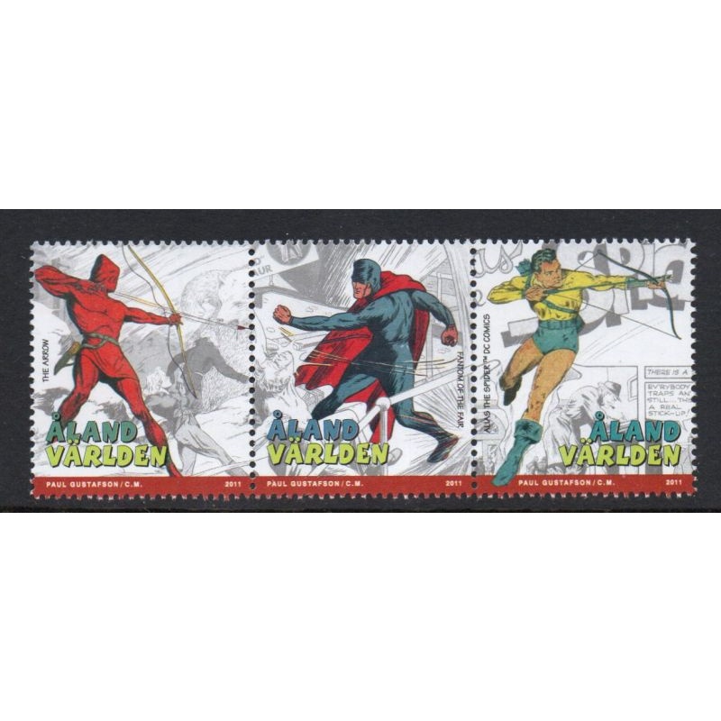 Aland Finland Sc 316 2011 Comic Book Superheroes strip of 3 mint NH