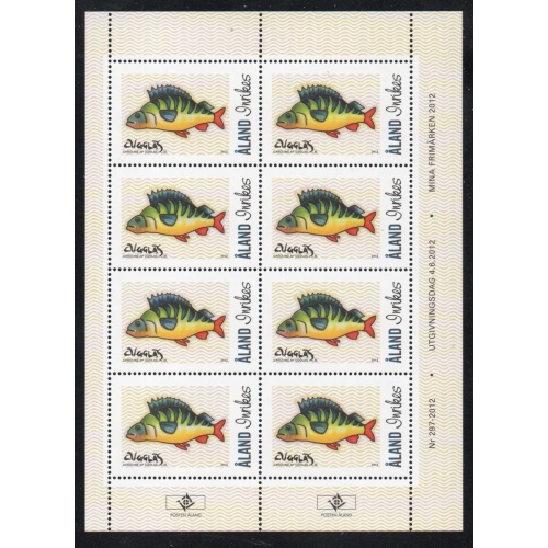 Aland Finland Sc 331 2012 Fish stamp sheet of 8 mint NH