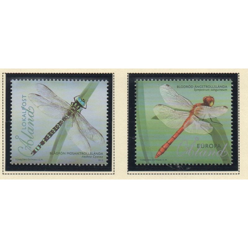 Aland Finland Sc 332-333 2012 Dragonflies stamp set mint NH