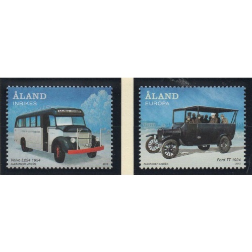 Aland Finland Sc 335-336 2012 Public Transportation Buses stamp set mint NH