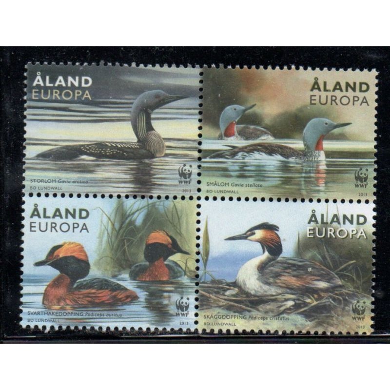 Aland Finland Sc 340 2013 Ducks WWF stamp block of 4 mint NH