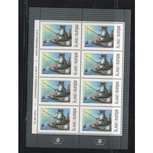 Aland Finland Sc 358 2014 Cat Fishing stamp sheet mint NH