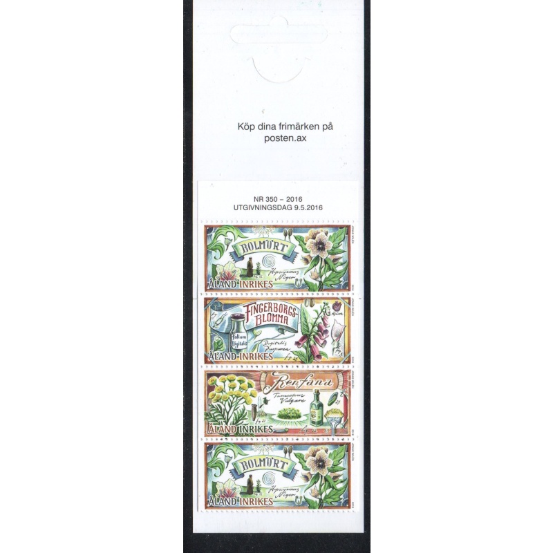 Aland Finland Sc 383 2016 Medicinal Plants stamp booklet  mint NH