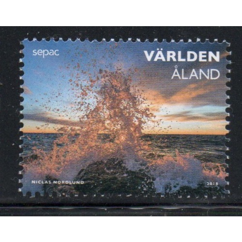 Aland Finland Sc 407 2018 Wave Hitting Rock  stamp mint NH