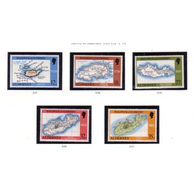 Alderney Scott 37-41 1989 Old Maps stamp set mint NH