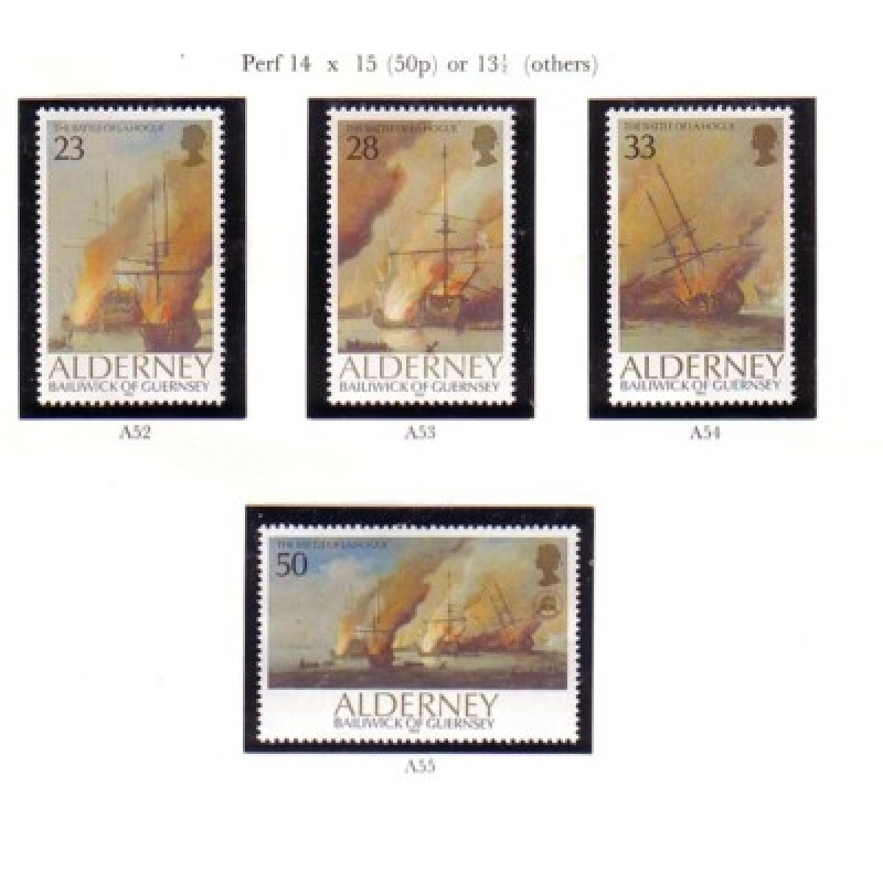 Alderney Scott 65-68 1992 Battle of  la Hogue stamp set mint NH