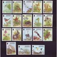 Alderney Sc  70-87 1994-1995 Flora & Fauna long stamp set mint NH