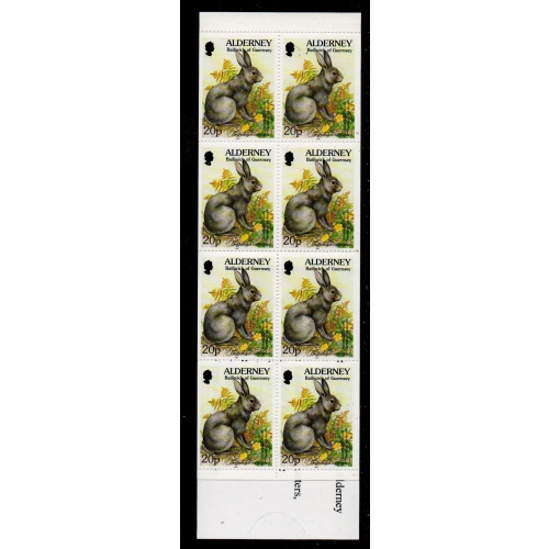 Alderney Sc 81a 1994 20p Rabbit stamp booklet pane mint NH