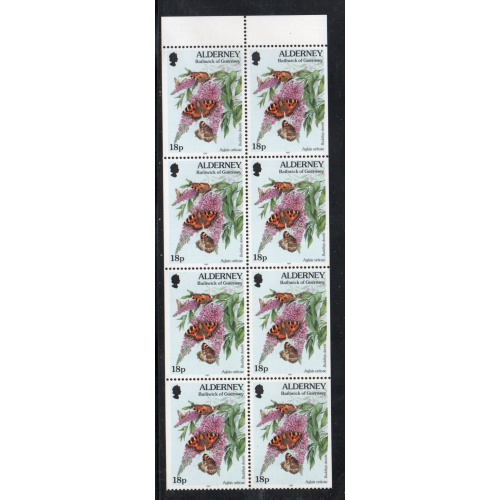Alderney Sc 98b 1997 18p Butterfly & Flower stamp booklet pane mint NH