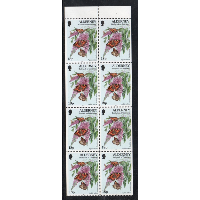 Alderney Sc 98b 1997 18p Butterfly & Flower stamp booklet pane mint NH