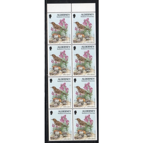 Alderney Sc 99b 1997 25p Bird & Flower stamp booklet pane mint NH