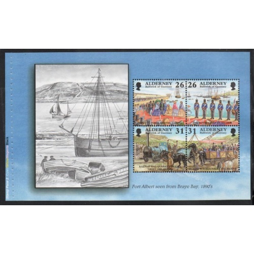 Alderney Sc 113b 1998 26p & 31p Garrison Island stamp booklet pane mint NH