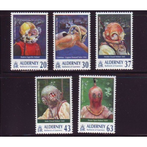 Alderney Sc 114-18 1998 Diving Club stamp set mint NH