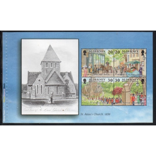 Alderney Sc 124b 1998 20p & 30p Garrison Island stamp booklet pane mint NH