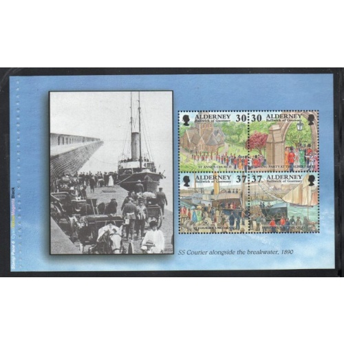 Alderney Sc 126b 1998 30p & 37p Garrison Island stamp booklet pane mint NH