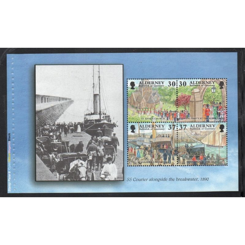 Alderney Sc 126b 1998 30p & 37p Garrison Island stamp booklet pane mint NH