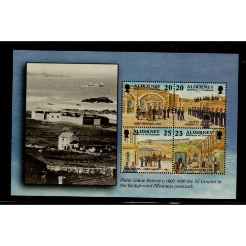 Alderney Sc 137b 199 20p & 25p  Garrison Island stamp booklet pane mint NH