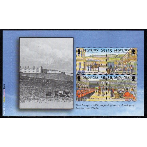 Alderney Sc 139c 1999 25p & 30p  Garrison Island stamp booklet pane mint NH