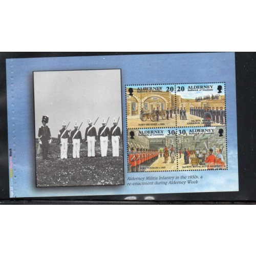 Alderney Sc 139b 1999 20p & 30p  Garrison Island stamp booklet pane mint NH