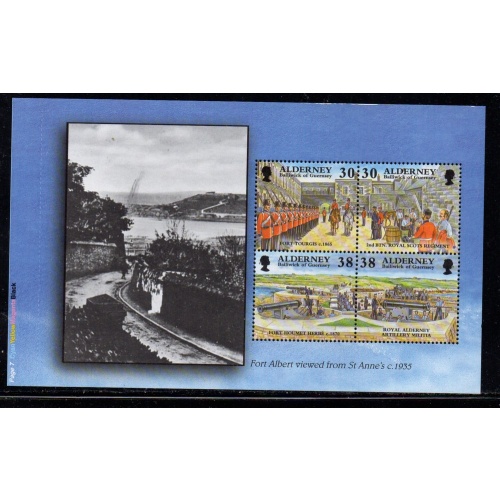 Alderney Sc 141d 1999 30p & 38p  Garrison Island stamp booklet pane mint NH