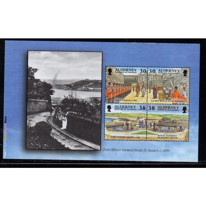 Alderney Sc 141d 1999 30p & 38p  Garrison Island stamp booklet pane mint NH