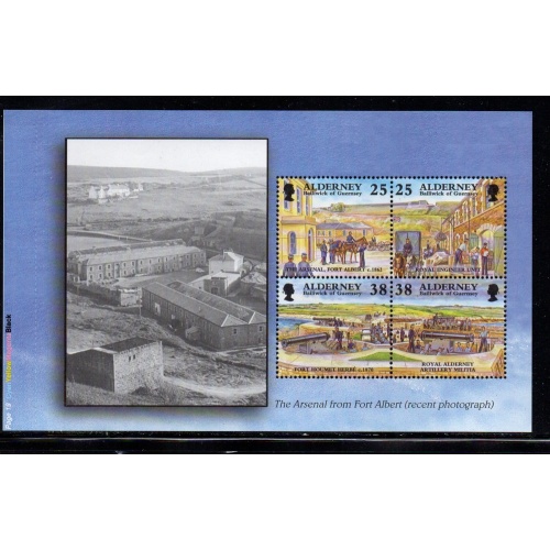 Alderney Sc 141c 1999 25p & 38p  Garrison Island stamp booklet pane mint NH
