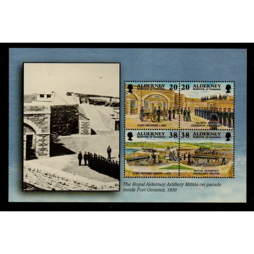 Alderney Sc 141b 1999 20p & 38p  Garrison Island stamp booklet pane mint NH
