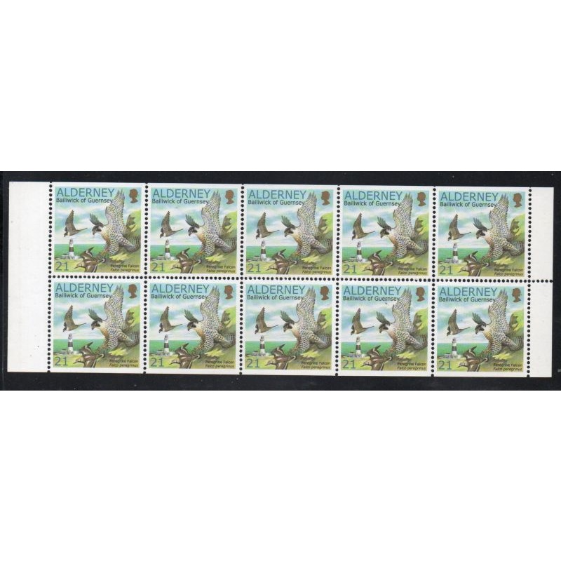 Alderney Sc 142a 2000 21 p Peregrine Falcon stamp booklet pane mint NH