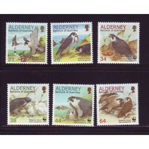 Alderney Sc  142-147 2000 Peregrine Falcon stamp set mint NH