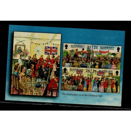 Alderney Sc 158b 200 21p & 26p  Garrison Island stamp booklet pane mint NH