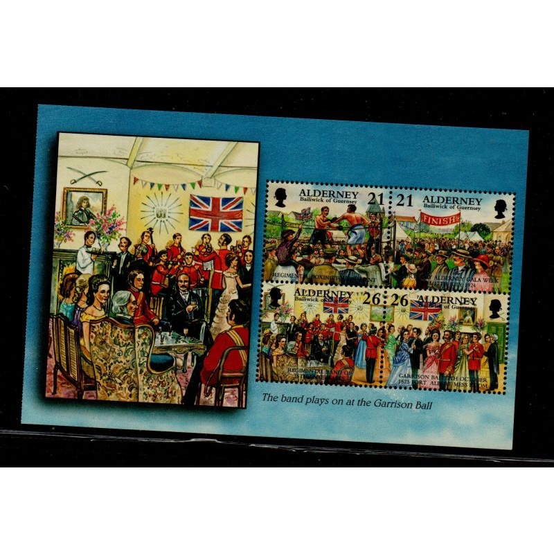 Alderney Sc 158b 200 21p & 26p  Garrison Island stamp booklet pane mint NH
