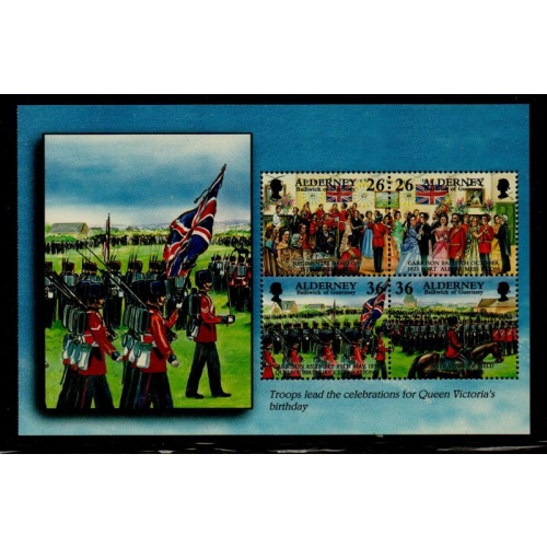 Alderney Sc 160b 200 26p & 36p  Garrison Island stamp booklet pane mint NH Troops Marching
