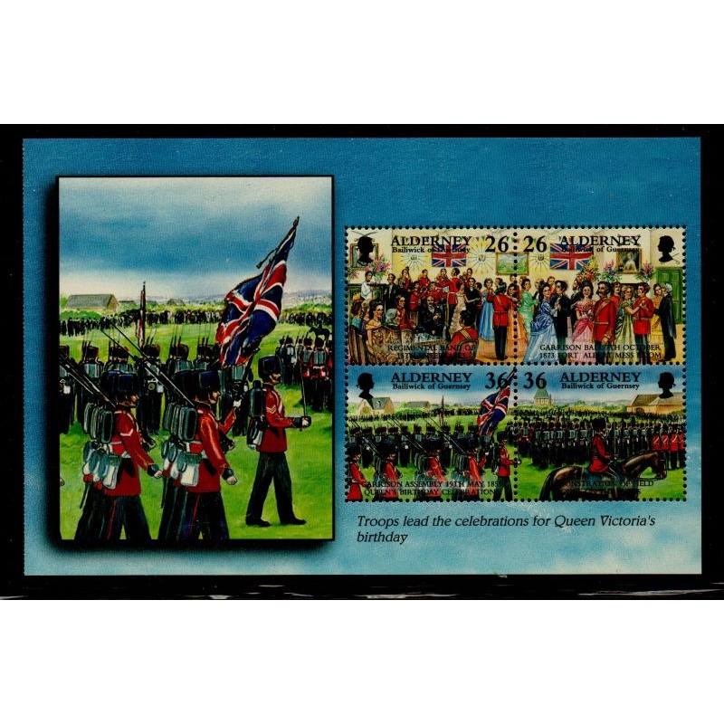 Alderney Sc 160b 200 26p & 36p  Garrison Island stamp booklet pane mint NH Troops Marching