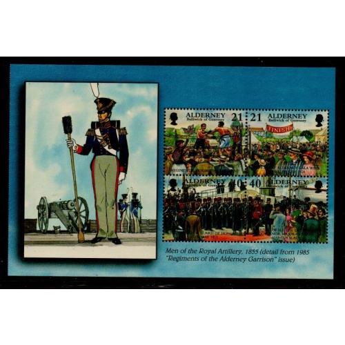 Alderney Sc 162b 2000 21p & 40p  Garrison Island stamp booklet pane mint NH Artillery