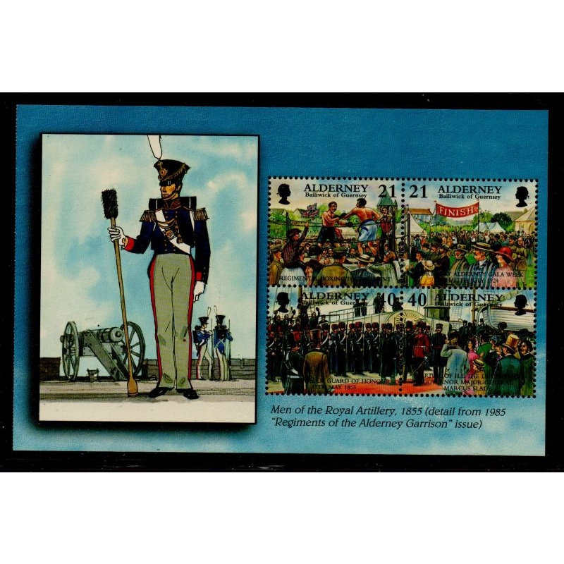 Alderney Sc 162b 2000 21p & 40p  Garrison Island stamp booklet pane mint NH Artillery