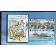 Alderney Sc 183b 2000 22p & 40p  Garrison Island stamp booklet pane mint NH Carpenters