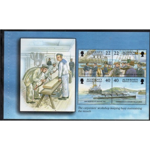 Alderney Sc 183b 2000 22p & 40p  Garrison Island stamp booklet pane mint NH Carpenters