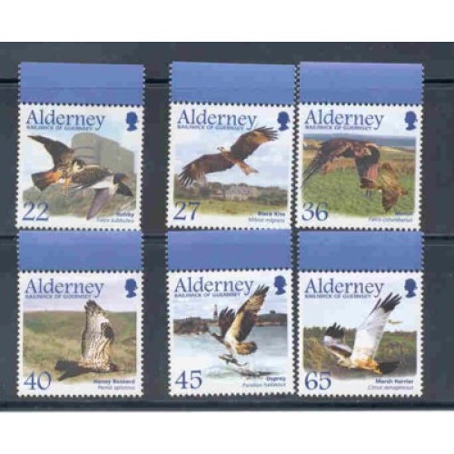 Alderney Sc  185-90 2002 Birds stamp set mint NH