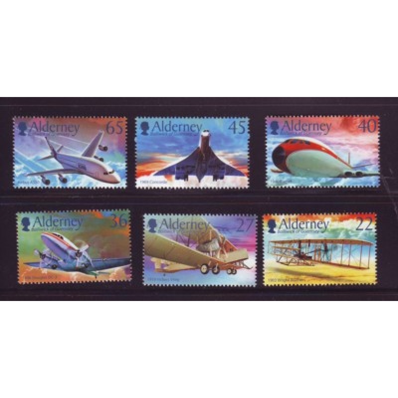 Alderney Sc  203-208 2003 100th Anniversary Powered Flight stamp set mint NH