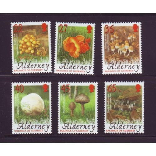 Alderney Sc  221-26 2004 Fungi stamp set mint NH