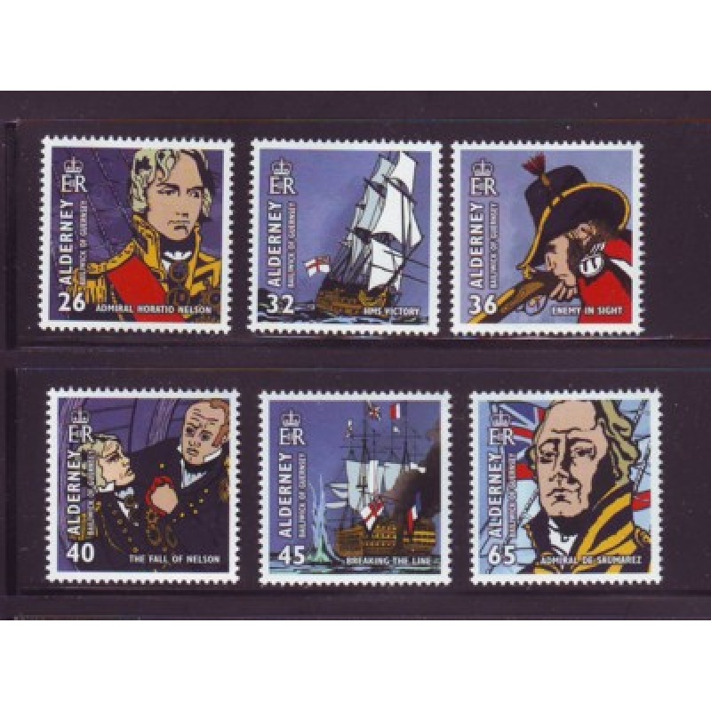 Alderney Sc  250-55 2005 Nelson Battle of Trafalgar  stamp set mint NH