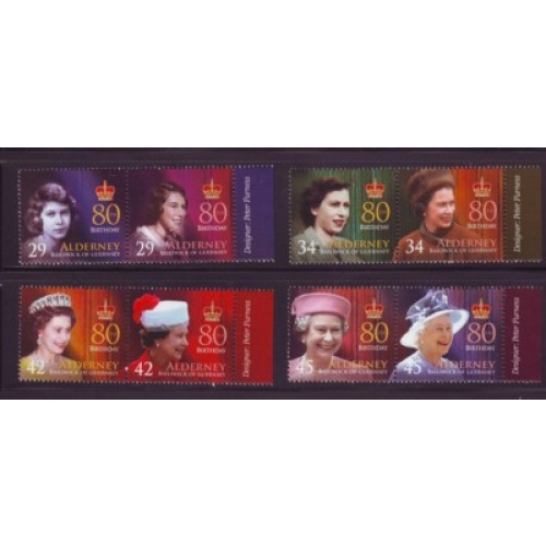 Alderney Sc  269-72 2006 80th Birthday QE II  stamp set mint NH