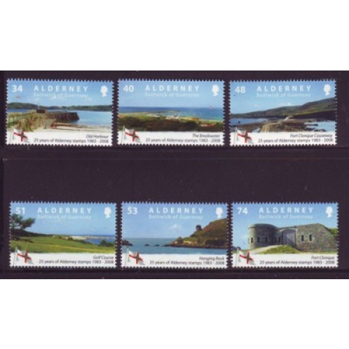 Alderney Sc 325-330 2008 Stamp Anniversary Scenic Views stamp set mint NH