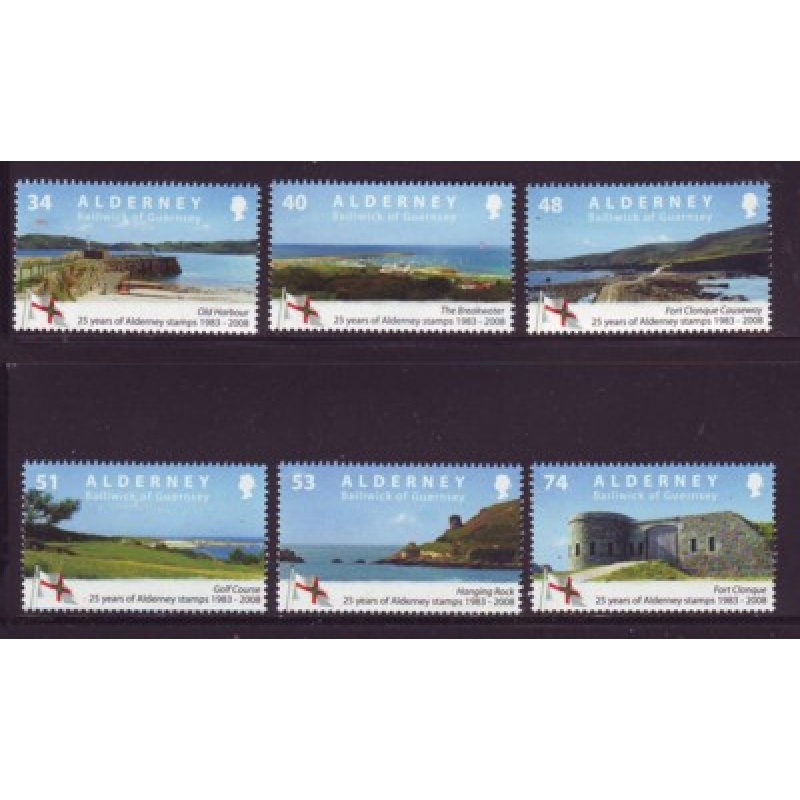 Alderney Sc 325-330 2008 Stamp Anniversary Scenic Views stamp set mint NH