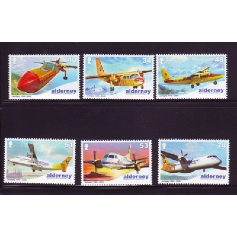 Alderney Sc  332-38 2008 Aurigny Air Services stamp set mint NH