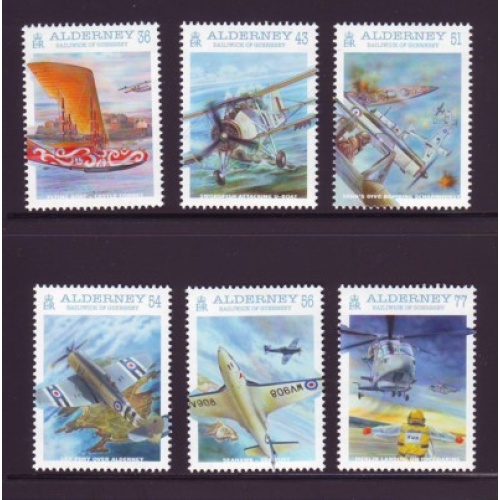 Alderney Sc 350-355 2009 Naval Aviation stamp set mint NH