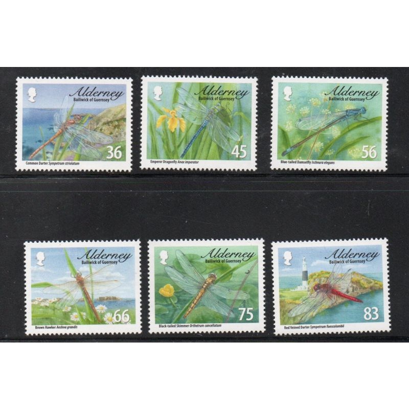 Alderney Sc 362-367 2010 Dragonflies stamp set mint NH