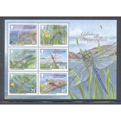 Alderney Sc 367a 2010 Dragonflies stamp sheet mint NH